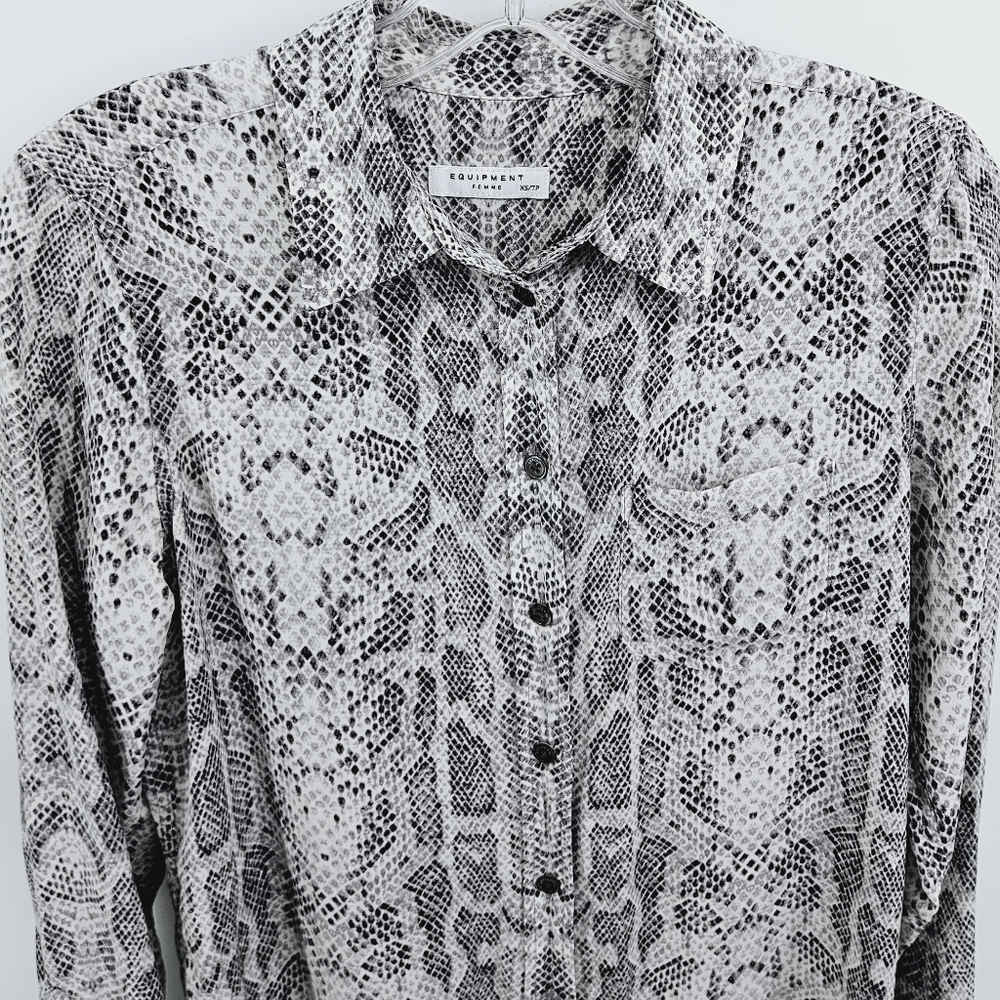 Equipment Essential Silk Python Print Tunic Shirt… - image 3